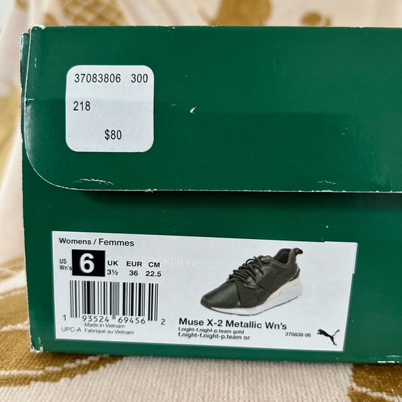 Women’s PUMA Muse X-2 - Army Green and Gold Metallic - Size 6 - Picture 6 of 6